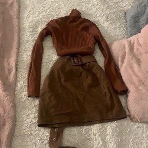Brown belted pretty little thing skirt